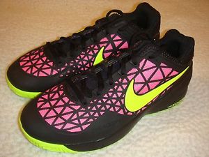 NIKE WOMEN'S ZOOM CAGE 2 TENNIS SHOES SIZE 9  BLACK/VOLT/PINK BLAST 705260-076