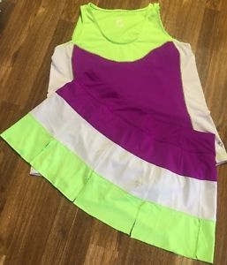 Jofit Tahiti Knife Pleated Tennis Skirt & Top Outfit*Skort Grape*Lime Sz XXL