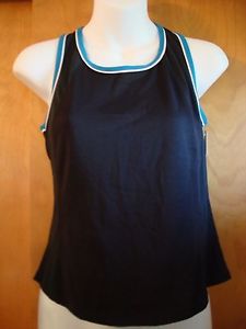 NWT Tail Tech Women's Black w/ Blue Waffle Tank Top Tennis Shirt NEW Small