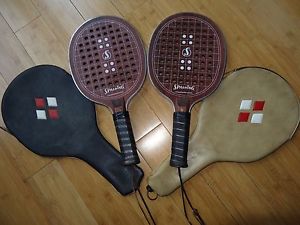 Vintage Spalding Championship Model Wood Paddle Ball Racquets Set/2 with Cases