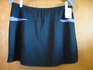 NEW Bolle Women's Tennis Skirt Skort Shorts Black & Purple Large NWT MSRP $58