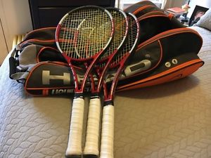 3 Excellent Cond Head Liquidmetal Prestige MP Tennis Racquets, 4 1/2, + tour bag