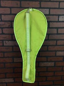 RARE GREEN TENNIS RACKET COVER W/ ADJUSTABLE SHOULDER STRAP & BALL CASE