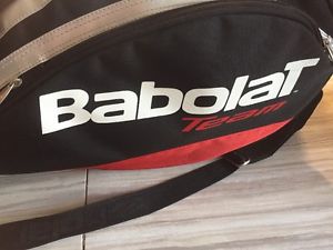 BABOLAT Team Tennis 6 Racquet Bag Black White Red Nice Condition