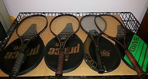 LOT of 4 Prince Pro Boron Graphite & Dunlop Black Max Tennis Racquets & Covers