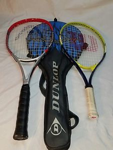 Head ti3003 and Wilson titanium 23 tennis raquets with dunlop case