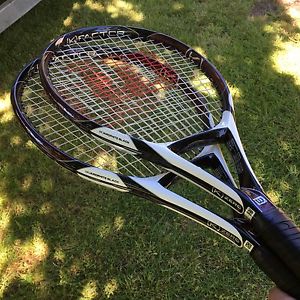 Pair Minty Wilson K Factor K Zero 118 OS Tennis Racquets 4-1/2" 3/8"