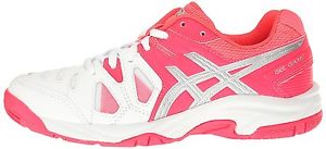 ASICS GEL Game 5 Junior Tennis Shoes - White/Pink/Silver - Reg $65