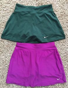Lot Of 2 Nike Dri-Fit Tennis Skirts SKORTS Purple Green Women's Small EUC