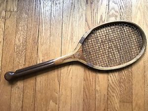 George G. Bussey "THE TOURNAMENT 3" Ball Tail Antique Lawn Tennis Racket c.1925