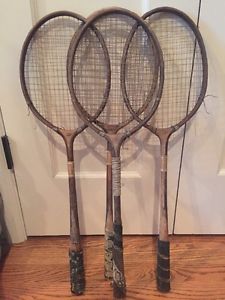 Taj (T.A.J) badminton vintage racquets. Set of four. Strings still intact. Rare!