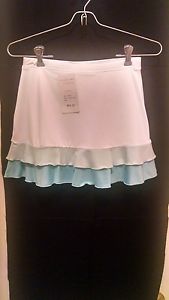 Little Miss Tennis White Ruffled Skort, US Size L -White/Mint/Aqua