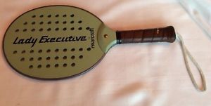 VINTAGE MARCRAFT LADY EXECUTIVE PADDLE BALL RAQUET WITH ORIGINAL LEATHER GRIP
