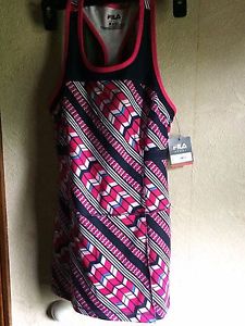 NWT FILA Sport Tru-Dry Girls Mesh Racerback tennis dress pink/multi MED (10-12)