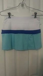 Little Miss Tennis Girls US Size L White/Blue/Aqua Pleated Skort,