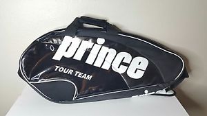 Prince Black White Tour Team 3 Pack Tennis Racquet Bag w/ Backpack Straps