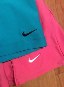 Nike DriFit Women's Tennis Golf Skort Skirt Lot Of Two Blue Pink Size L