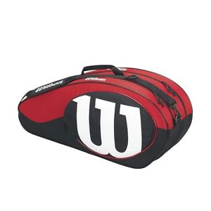 Wilson Match II Racquet Bag (Holds up to 6),Black/Red ORIGINAL Tennis Bagmatch