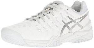ASICS Mens Gel-Resolution 7 Tennis Shoe, White/Silver, 10 M US image 1