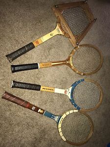 Vintage Wooden Tennis Racquets Lot Wilson Spalding Rawlings