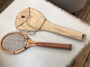 Vintage Rawlings Tarumas Wood Tennis Racquet WRIGHT DITSON Cover 1930's Racket