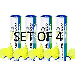 Yonex Mavis 2000 Nylon Yellow Badminton Shuttlecock (4 tubes pkg)