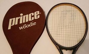 Vintage PRINCE WOODIE 4 1/2 Graphite Wooden Tennis Racquet Racket w/ Head Cover