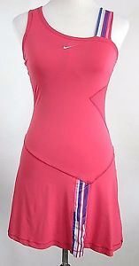 Nike Victoria Azarenka Break Point Tennis Dress Sz S Bright Coral Asymmetrical