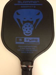 Graphite Stryker Pickleball Paddle, Black, Blue lettering, S Type