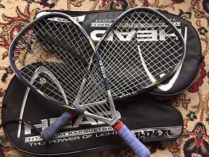 Pair of HEAD Titanium Racquetball Racquets Ti.175 XL w/ Head Case 3-5/8" Grip image 1