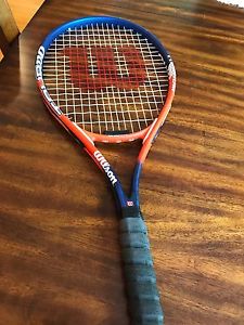 Wilson Titanium Tour 110 Tennis Racquet Orange/White/Blue Nice Condition  4 1/2