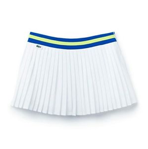 Lacoste white skirt skort tennis sports shorts flare blue stripe band 34 XS