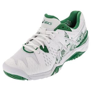 Asics Men's Gel Resolution 6 London Tennis Shoes White/Silver/Green (US 11.5)