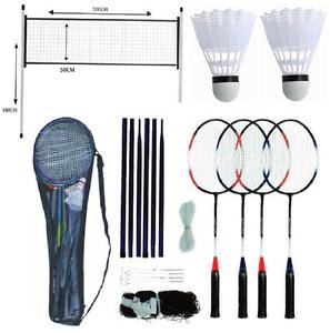 PROFESIONAL BÁDMINTON JUEGO 4 JUGADORES RAQUETA VOLANTE POLES RED JUEGO DE BOLSA
