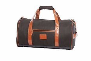 Prince Classic Collection Circle Duffle Bag Premium Canvas Black Tan Pleather