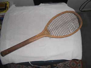 Vintage Antique Wood Tennis Racquet Racket CHICAGO BULLARD & ALLIGATOR LABEL
