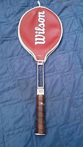 Vintage Wilson T3000 Tennis Racquet & Cover Jimmy Conners Metal Chrome Frame