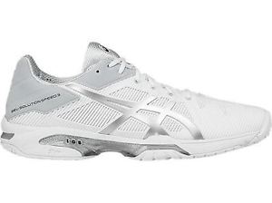 Asics Gel Solution Speed 3 men White/Silver E600N-0193 + Free socks