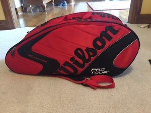 Wilson Pro Tour K Factor Tennis Bag Black, 12 Racquets, Red/Black