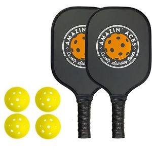 Amazin' Aces Pickleball Paddle Bundle | Set Includes Two Graphite Paddles + F...