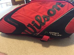 Wilson Eco Pro Tour K Factor Tennis Bag Black, 12 Racquets Red/Black Federer Bag