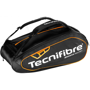 Tecnifibre Absolute Squash 12 Pack Racquet Bag, Black/Orange
