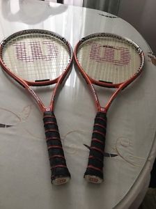 2x Two Wilson Hammer 25 Orange/Silver Tennis Rackets With 3 7/8" Grip Used