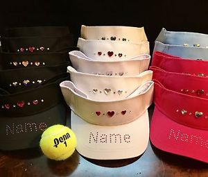 Black, White, Pink or Blue TENNIS VISOR with Authentic SWAROVSKI Crystals