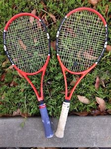 Pair of Head Radical Pro Mid-plus 100 4 3/8 grip Tennis Racquets