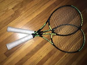 Pair (2) of Fischer M-Pro No 1  98 Tennis Rackets - 4 3/8 - strung