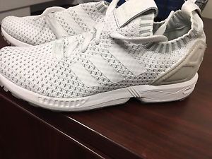 Adidas ZX Flux PK Mens S75977 White PrimeKnit Athletic Running Shoes Size 8.5