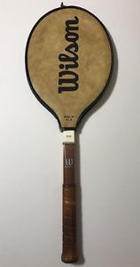 Vintage Wilson Chris Evert Autograph 4-3/8" Wood/Leather Tennis Racket & Cover
