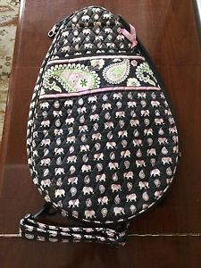 VERA BRADLEY TENNIS COVER TOTE Pink ELEPHANT RACQUETBALL CARRIER RACQUET RACKET