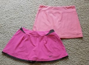 Lot of 2 Women's Nike Dri-Fit Tennis Running Yoga Skirt/Skort/Shorts SZ M Pink